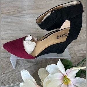 ✨NEW a.n.a Black and Red Wedge Shoes with Elegant Design 8.5